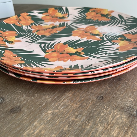 Indigo Unbreakable 14” Large Floral Plates/Tray Set of 4 - Picture 5 of 10